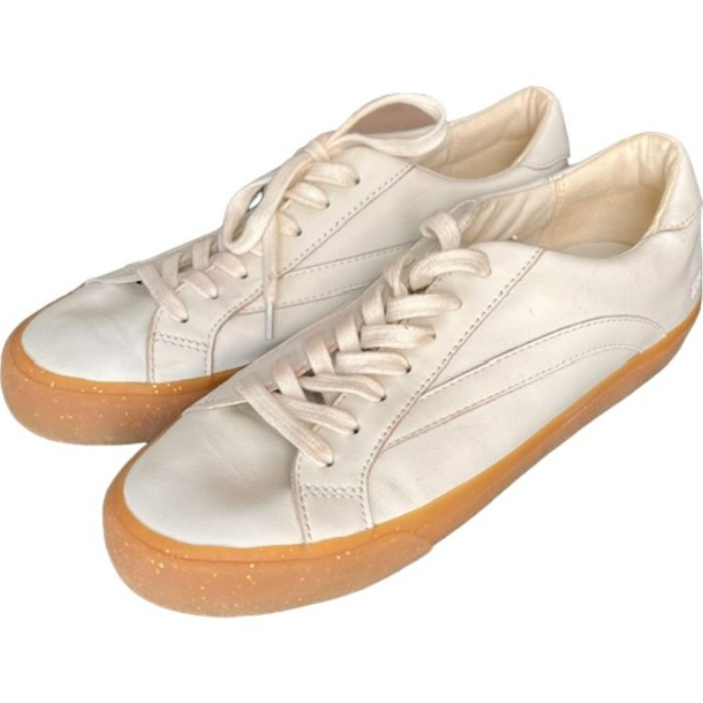 Madewell Low Sidewalk Leather Sneakers Glitter Gum Sole - White - 9.5 - Picture 3 of 10